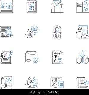 Collection d'icônes de ligne de gestion environnementale. Durabilité, conservation, écologie, biodiversité, climat, Pollution, vecteur renouvelable et linéaire Illustration de Vecteur