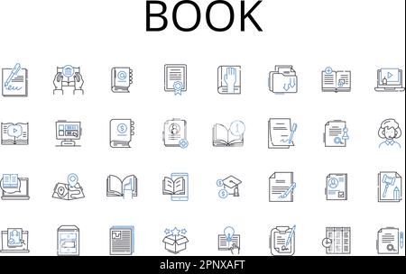 Collection d'icônes de ligne de livre. Tome, Lire, roman, manuscrit, texte, Volume, vecteur de publication et illustration linéaire. Documentation, copie électronique, couverture papier Illustration de Vecteur