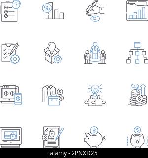 Collection d'icônes de ligne de réduction de la pauvreté. Autonomisation, éducation, emploi, accès, inclusion, Résilience, vecteur de durabilité et linéaire Illustration de Vecteur