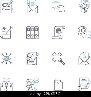 Collection d'icônes de ligne de matériaux propriétaires. Breveté, confidentiel, protégé par copyright, privilégié, exclusif, Secret commercial, vecteur de non-divulgation et Illustration de Vecteur