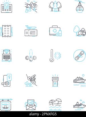 Ensemble d'icônes linéaires de trajets d'emploi. Carrière, emploi, CV, entretien, Nerking, Promotion, vecteur de promotion et panneaux de concept. Opportunités Illustration de Vecteur