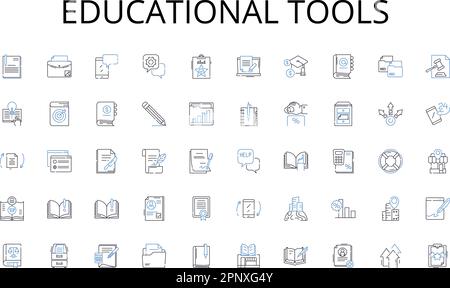 Collection d'icônes de ligne d'outils éducatifs. Actions, obligations, fonds communs de placement, ETF, Diversification, Risque, vecteur de portefeuille et illustration linéaire. Retours Illustration de Vecteur