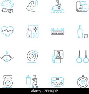 Ensemble d'icônes linéaires d'apport alimentaire. Nutrition, alimentation, métabolisme, portion, calories, Digestion, vecteur de la ligne d'appétit et signes conceptuels. Malnutrition,protéines Illustration de Vecteur