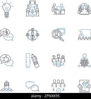 Collection d'icônes de ligne de routine d'emploi. Planning, Workday, routine, carrière, profession, Carte de temps, vecteur de décalage et illustration linéaire. Salaire Illustration de Vecteur