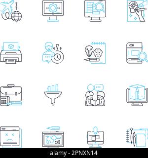 Ensemble d'icônes linéaires du manuel des opérations. Normalisation, directives, procédures, processus, documentation, Stratégies, protocoles vecteur de ligne et concept Illustration de Vecteur