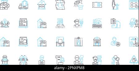 Ensemble d'icônes linéaires de l'intestin. Heirless, succession, Probate, volonté, bénéficiaire, Distribution, vecteur de ligne Guardian et signes de concept. Voisin de famille, descente Illustration de Vecteur