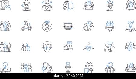 Associe la collection d'icônes de ligne. Partenariat, collaborateurs, affiliés, coéquipiers, alliés, Cohortes, compagnons vecteur et illustration linéaire Illustration de Vecteur