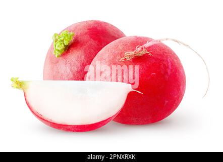 Radis isolés. Cru deux légumes radis avec une pièce isolée sur fond blanc avec un chemin d'écrêtage Banque D'Images