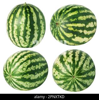 Pastèques isolées. Collection de fruits de pastèque isolés sur fond blanc avec passe-cheveux Banque D'Images