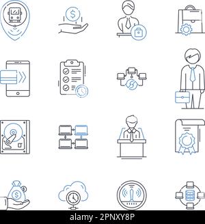 Ma collection d'icônes de ligne de gestion. Leadership, délégation, organisation, stratégique, communication, Initiative, vecteur d'empathie et linéaire Illustration de Vecteur