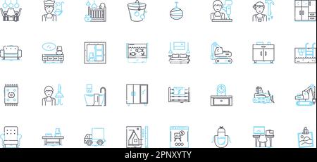 Ensemble d'icônes linéaires du logement. Maison, Maison, Résidence, Hébergement, abri, Abode, vecteur de ligne d'habitat et signes de concept. Logement,domicile,Appartement Illustration de Vecteur