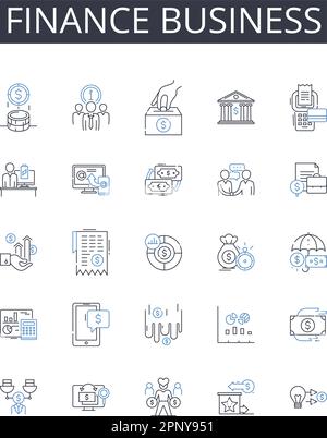 Collection d'icônes de secteur d'activité Finance. Secteur de la comptabilité, secteur bancaire, domaine de l'investissement, secteur des services de notaire, marché financier, Domaine fiscal, économique Illustration de Vecteur