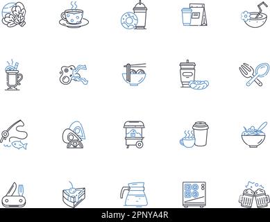 Collection d'icônes pour fumeurs. Toxicomanie, cigarettes, nicotine, Santé, cancer du poumon, Tar, vecteur de deuxième main et illustration linéaire. Habitude,fumée Illustration de Vecteur