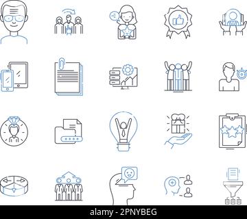 Collection d'icônes de ligne d'alliances financières. Partenariat, collaboration, synergie, consolidation, Consortium, Fusion, vecteur d'intégration et linéaire Illustration de Vecteur