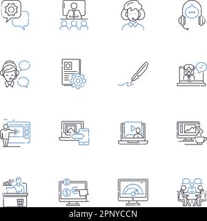 Collection d'icônes de ligne de méthode de procédure. Technique, système, approche, processus, Méthodologie, Protocole, vecteur de plan et illustration linéaire. Modèle Illustration de Vecteur