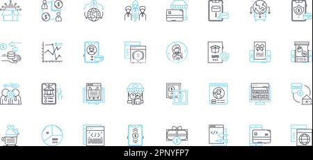 Ensemble d'icônes linéaires de commerce virtuel. E-commerce, achats en ligne, Webstores, marketing numérique, vente au détail sur Internet, Transactions à distance, virtuelles Illustration de Vecteur