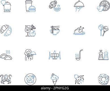 Collection Diet Line Icons. Nutrition, Santé, condition physique, à base de plantes, Veganisme, Végétarisme, vecteur alimentaire propre et illustration linéaire. Régimes FAD Illustration de Vecteur