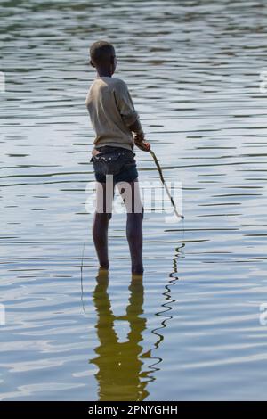 Pêcheurs du lac Chamo Éthiopie Banque D'Images