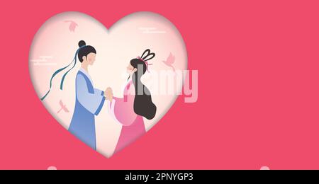 Illustration du festival Qixi traditionnel chinois de la Saint-Valentin Illustration de Vecteur