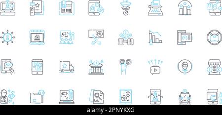 Ensemble d'icônes linéaires d'âge électroniques. Numérisation, automatisation, robotique, cybersécurité, Internet, Sans fil, algorithmes vecteur de ligne et signes de concept Illustration de Vecteur