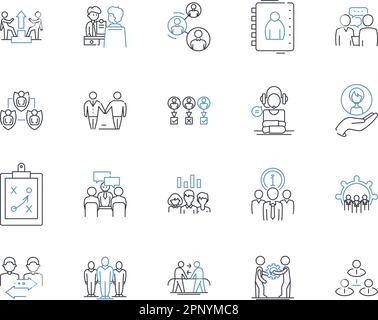 Collection d'icônes de ligne de défense des minorités. Inclusion, autonomisation, représentation, diversité, équité, Justice, vecteur d'acceptation et illustration linéaire Illustration de Vecteur