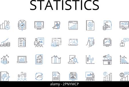 Collection d'icônes de ligne de statistiques. Théorie des probabilités, données numériques, analyse quantitative, système métrique, analyse financière, Science des données Illustration de Vecteur