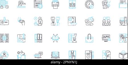 Ensemble d'icônes linéaires de l'agenda. Programme, Plan, Programme, Calendrier, liste, Horaires, vecteur de ligne d'itinéraire et signes conceptuels. Agenda,Réunion,Plan des tâches Illustration de Vecteur