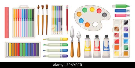 Fournitures artistiques de couleur Illustration de Vecteur