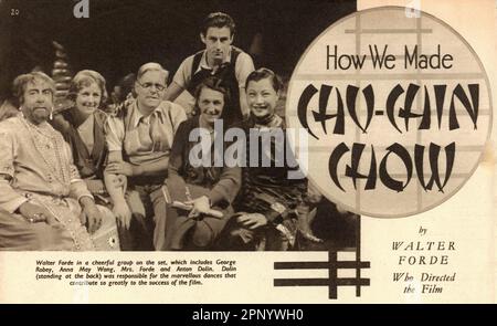 GEORGE ROBEY, femme non identifiée, directeur WALTER FORDE et son épouse CULLEY, chorégraphe ANTON DOLIN et ANNA MAY WONG sur scène Candid pendant le tournage de CHU-CHIN CHOW 1934 réalisateur WALTER FORDE Gainsborough Pictures / Gaumont British Distributors Banque D'Images