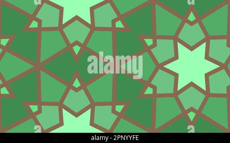 Motif girih sans couture arabe avec décoration classique de la culture islamique. Arrière-plan coloré en mosaïque avec ombre. Illustration de Vecteur
