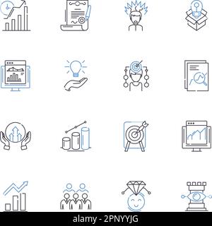 Collection d'icônes de ligne de cours d'action. Stratégie, approche, Plan, chemin, méthode, Procédure, vecteur tactique et illustration linéaire. Option,Initiative Illustration de Vecteur