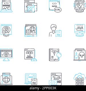 Jeu d'icônes linéaires de prototypage rapide. Innovation, efficacité, vitesse, adaptation, agilité, Flexibilité, vecteur de ligne d'itération et signes de concept Illustration de Vecteur
