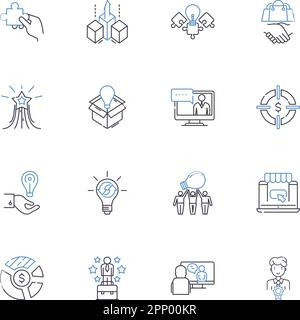 Collection d'icônes de ligne de rentabilité. Chiffre d'affaires, marge, efficacité, optimisation, développement durable, Croissance, vecteur de performances et illustration linéaire Illustration de Vecteur