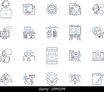 Collection solo d'icônes de ligne d'esprit d'entreprise. Indépendance, autonomie, liberté, autonomie, courage, Ténacité, vecteur d'initiative et linéaire Illustration de Vecteur