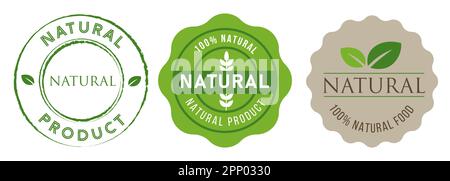 Collection d'étiquettes autocollantes pour logo de l'emblème du produit naturel Illustration de Vecteur