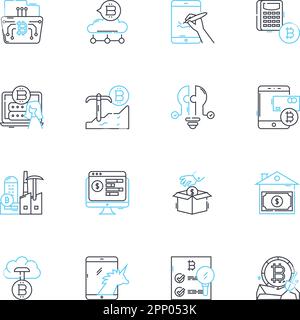 Ensemble d'icônes linéaires d'analyse d'entreprise. Données, analyse, analyses, indicateurs, optimisation, Stratégie, scénario de ligne de prévision et signes de concept Illustration de Vecteur