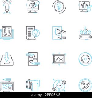 Ensemble d'icônes linéaires du site principal. Innovant, dynamique, attrayant, convivial, moderne, Vecteur de ligne interactif et personnalisable et signes conceptuels. Efficace Illustration de Vecteur