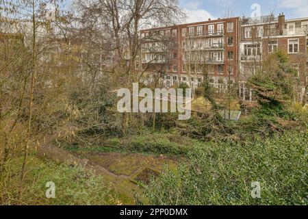 un complexe d'appartements avec des arbres et des buissons dans l'avant - image prise de la vue de rue de google, londres Banque D'Images