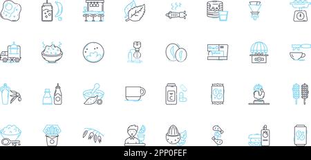 Jeu d'icônes linéaires pour la science nutritionnelle. Macronutriments, micronutriments, vitamines, minéraux, fibres, Protéines, vecteur de ligne de glucides et signes de concept Illustration de Vecteur
