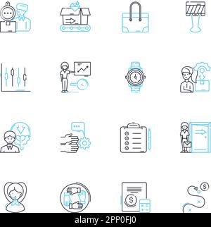 Ensemble d'icônes linéaires de contrôle de contenu. Censure, modération, montage, filtrage, supervision, Surveillance, vecteur de ligne de tramage et signes conceptuels Illustration de Vecteur