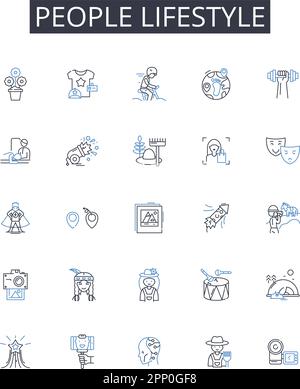 Collection People Lifestyle Line Icons. exécution, déploiement, intégration, réalisation, réalisation, matérialisation, vecteur de performance et linéaire Illustration de Vecteur