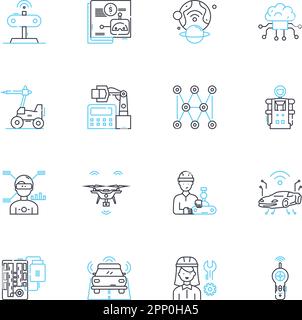 Jeu d'icônes linéaires Computer Science. Algorithme, binaire, compilateur, cybersécurité, base de données, Débogage, vecteur de ligne de chiffrement et signes de concept. Micrologiciel Illustration de Vecteur