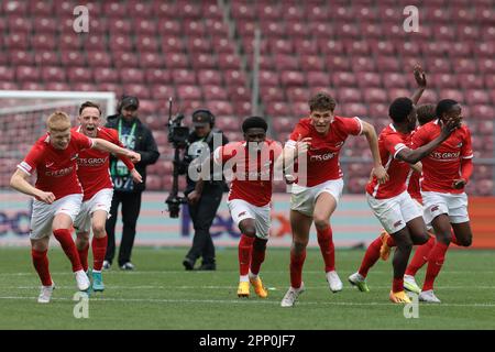 Genève, Suisse, 21st avril 2023. Lors du match de la Ligue de la Jeunesse de l'UEFA au Stade de Genève. Le crédit photo devrait se lire: Jonathan Moscrop / Sportimage Banque D'Images