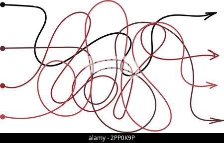 Jeu de lignes confuses de flèche. Filetage de la ligne de trajectoire. Illustration vectorielle isolée Illustration de Vecteur