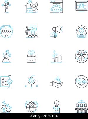 Jeu d'icônes linéaires de commerce d'Internet. e-commerce, investissement, Forex, crypto-monnaie, achats en ligne, bourse, vecteur de ligne de bourse et concept Illustration de Vecteur