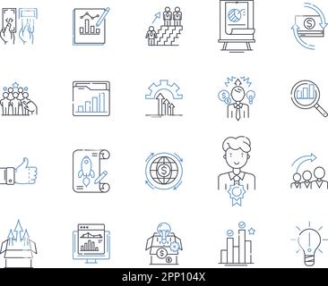 Collection d'icônes de ligne d'analyse de portefeuille. Investissement, stratégie, répartition, risque, diversification, Asset, vecteur de gestion et illustration linéaire Illustration de Vecteur