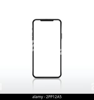 Smartphone blanc moderne et réaliste. Cadre de téléphone portable avec écran vide. Concept de périphérique mobile Vector. Illustration de Vecteur