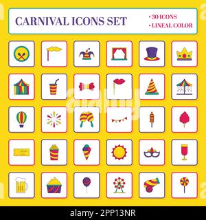 Icône plate Carnival Sqaure sur fond jaune. Illustration de Vecteur