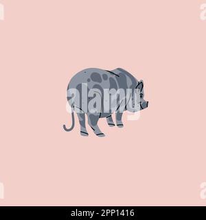 Collection d'illustrations vectorielles clipart dessinées à la main avec un adorable personnage de porc rose stylisé.concept de design moderne à la mode.dessin animé vectoriel Illustration de Vecteur