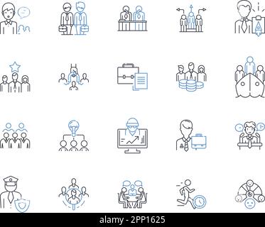 Collection d'icônes de ligne principale et de position. Autorité, leadership, gestion, direction, prise de décision, Responsabilité, vecteur de contrôle et linéaire Illustration de Vecteur